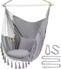 🌿“Tassels & Tranquility” – Hanging Hammock Chair with Pocket