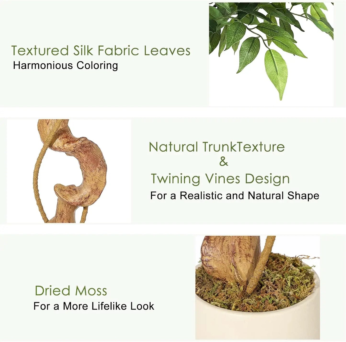 “Gracefully Twisted” – 5FT Faux Ficus Tree with Natural Vine Trunk