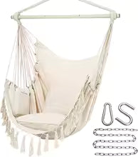 🌿“Tassels & Tranquility” – Hanging Hammock Chair with Pocket