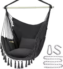 🌿“Tassels & Tranquility” – Hanging Hammock Chair with Pocket