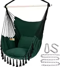 🌿“Tassels & Tranquility” – Hanging Hammock Chair with Pocket