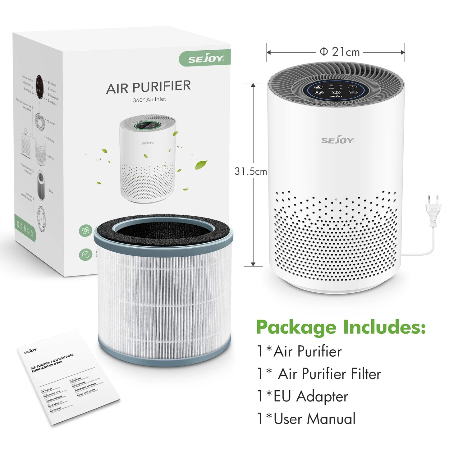“Breathe Beautifully” – 360° True HEPA Air Purifier with Aromatherapy & Ionizer
