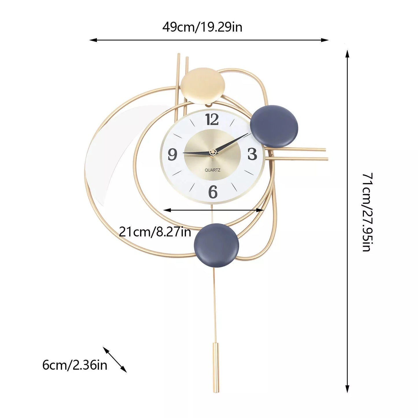 🕰️ “Art in Motion” – Modern Nordic Wall Clock in Matte Gold-Tone with Sculptural Detail