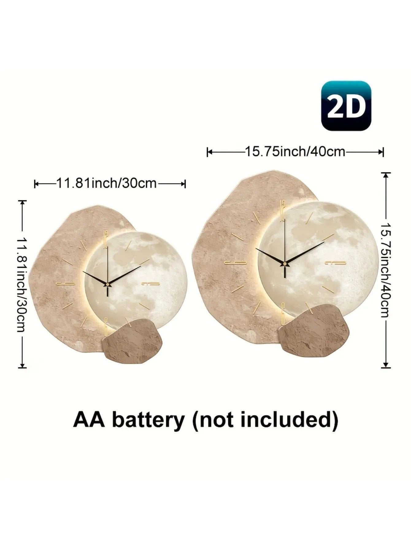 Lunar Harmony – Silent Wall Clock with Sculpted Moon Phase Accent