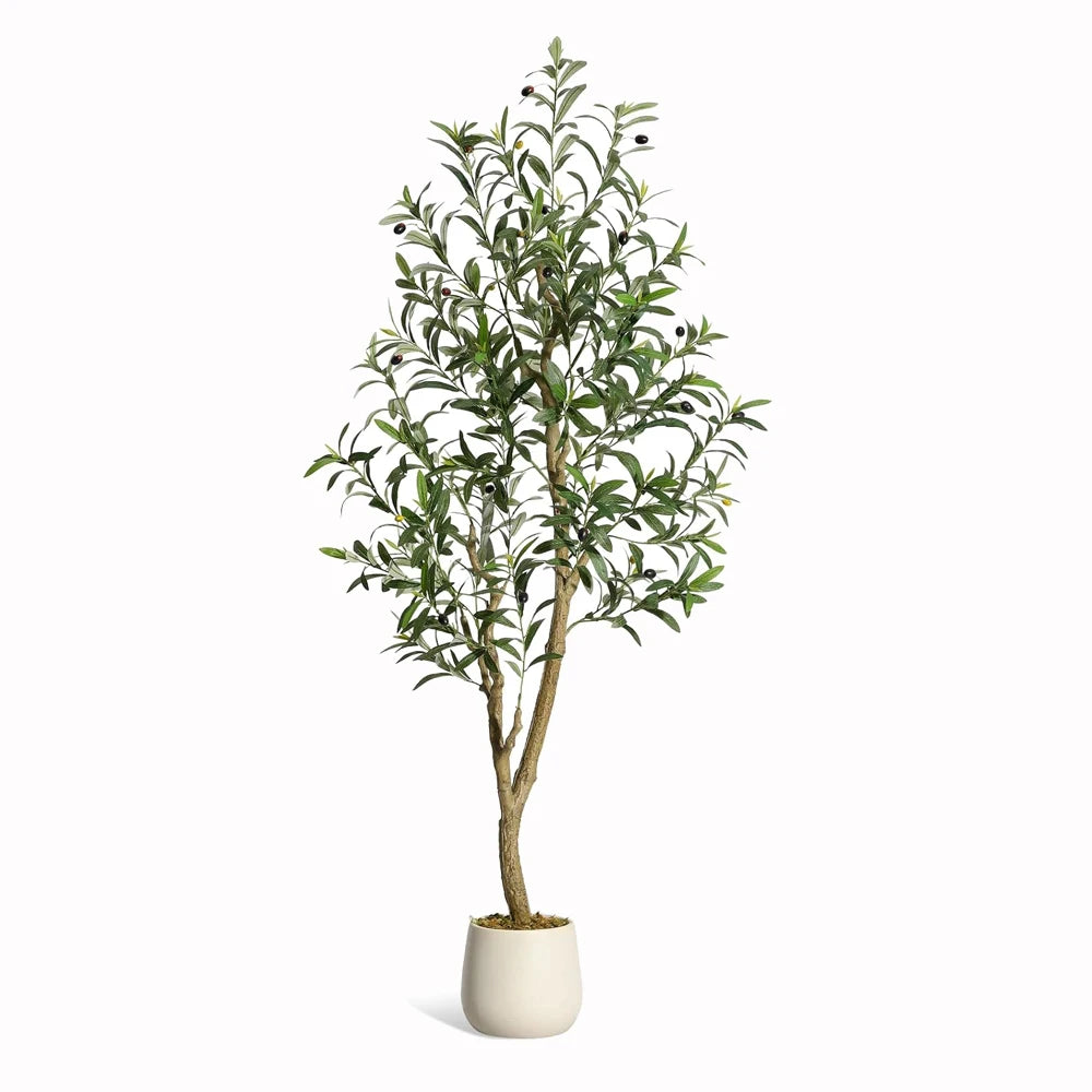 “Bringing the Mediterranean Home” – 5–7ft Artificial Olive Tree with White Planter (Single or Pair)