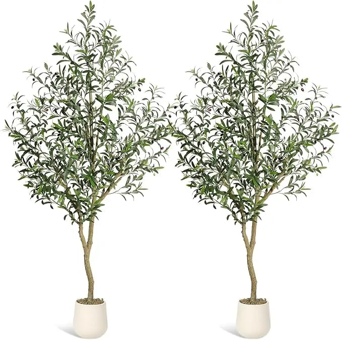 “Bringing the Mediterranean Home” – 5–7ft Artificial Olive Tree with White Planter (Single or Pair)