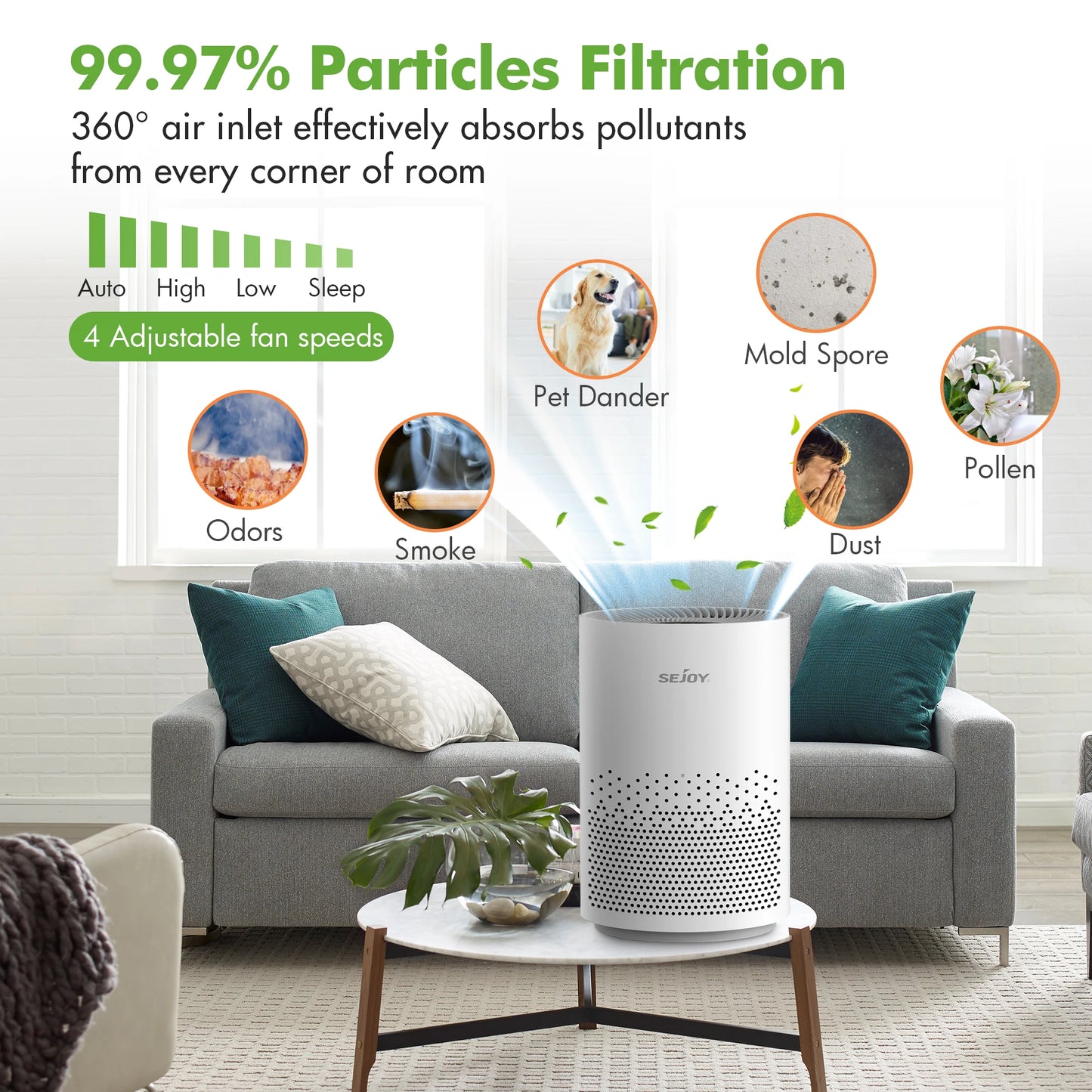 “Breathe Beautifully” – 360° True HEPA Air Purifier with Aromatherapy & Ionizer