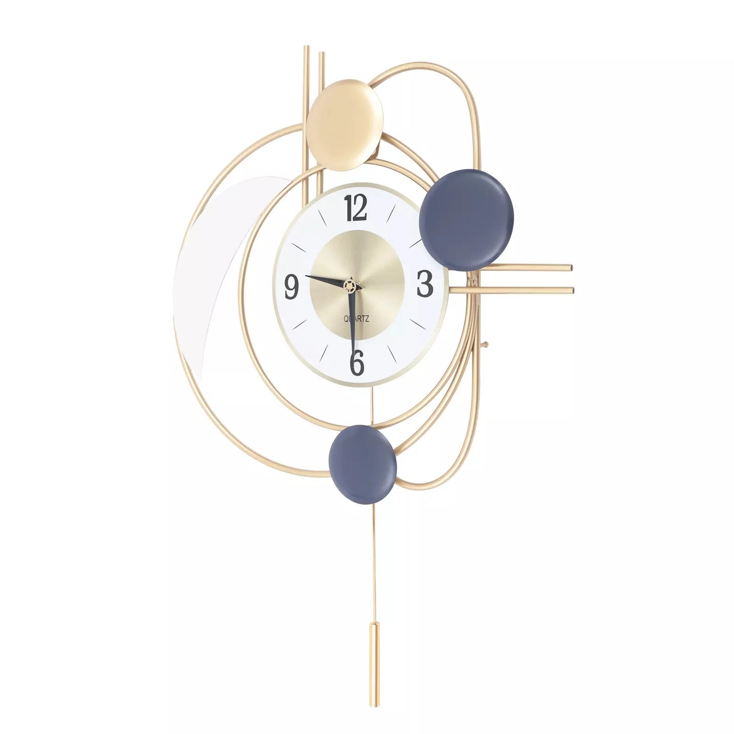 🕰️ “Art in Motion” – Modern Nordic Wall Clock in Matte Gold-Tone with Sculptural Detail