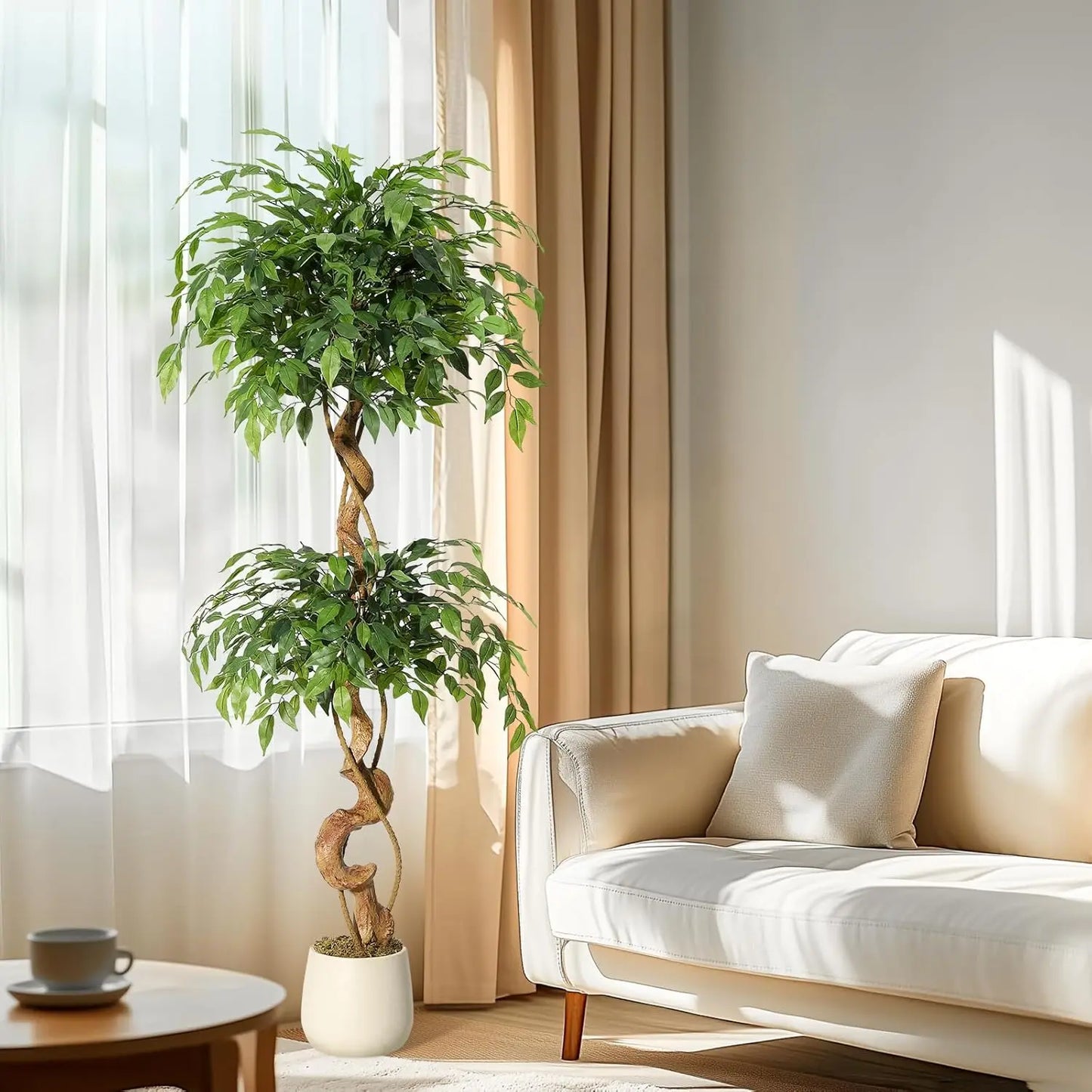 “Gracefully Twisted” – 5FT Faux Ficus Tree with Natural Vine Trunk