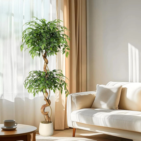 “Gracefully Twisted” – 5FT Faux Ficus Tree with Natural Vine Trunk