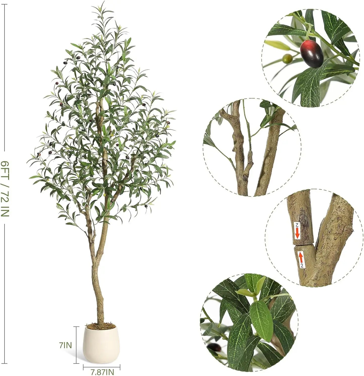 “Bringing the Mediterranean Home” – 5–7ft Artificial Olive Tree with White Planter (Single or Pair)